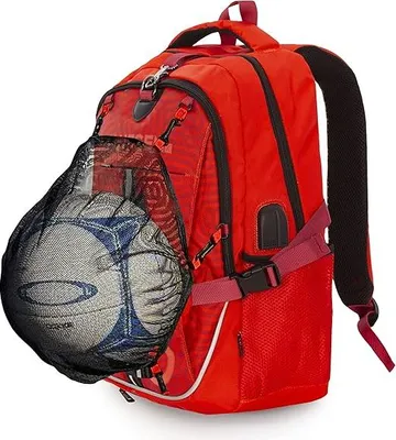 Immagine prodotto di Zaino per bambini Rimovibile Palla Maglia Casco Porta USB Sport Rosso