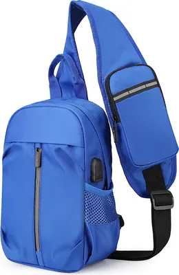Image de Sac banane pour homme en tissu Oxford, grande capacité, sac banane de voyage pour les activités de plein air, sac à bandoulière, bleu