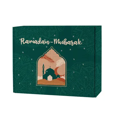 Produktbild von Ramadan Kalender zum selbst Befüllen – DIY Countdown Kalender mit 30 Türchen (Grüne Moschee)