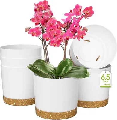 Obrázek produktu pro Sada 6 moderních květináčů, bílá, plast, 16,5 cm