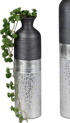 Produktbild von Deko Flaschenvase LUXOR rund H. 40cm silber grau aus Keramik Formano