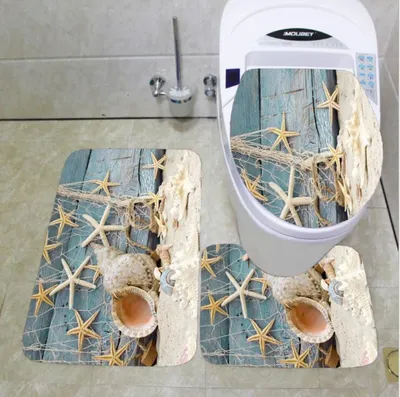 Produktbild von Mode Badgarnitur Badematten Set 3 teilig Badvorleger Badteppich WC Vorleger Badematte Duschvorleger