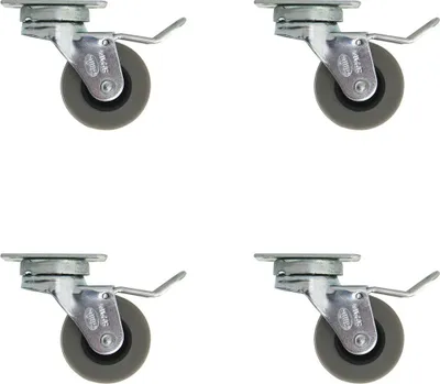Produktbild von 4er Set Hartgummirollen ø 40mm mit Bremse und Anschraubplatte Möbelrollen Grau
