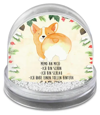 Produktbild von Mr. & Mrs. Panda Schneekugel Weihnachten Corgi Po - Naturpapier - Geschenk, Modern, dekoartikel, Weihnachts, Corgie, Sprüche, schnee kugel, Hund, Positiv, Spruch