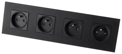 Zdjęcie produktu dla Gniazdo Poczwórne Szklane MATOWE Czarne Ramka Poczwórna i 4 x Gniazdo MIUUN, productTiles.product.images.aiGenerated