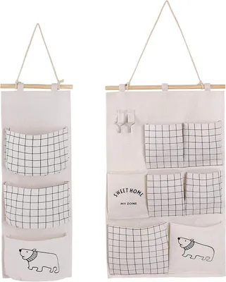 Produktbild von Wandaufbewahrungstasche, 2 Stile, Wasserdicht, Feuchtigkeitsbeständig, 2 Stück, Weiß, für Zuhause und Büro