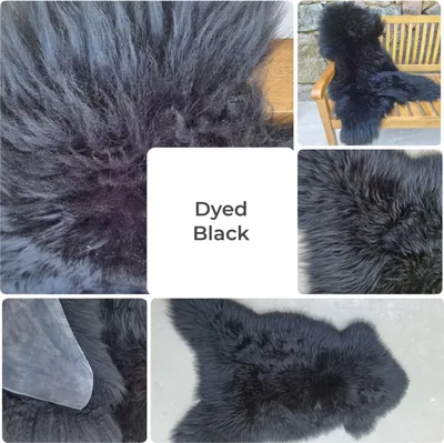 Produktbild von Natur Schaffell – Ungeschorenes Lammfell, 110-120cm x 60-70cm Schwarz dyed
