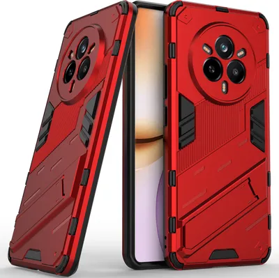 Produktbild von Armor Hülle für Realme 14 Pro 5G Hybrid PC TPU Bumper Stoßfestes Schutzhülle mit Standfunktion Rot