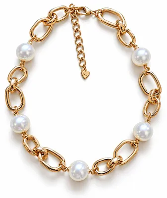 Produktbild von Halskette Kurzkette Gold und Fette Perlen Modeschmuck Sweet7