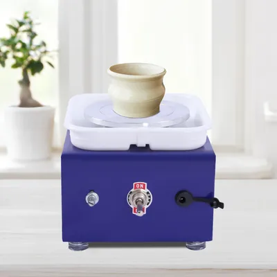 Produktbild von Elektrische Töpferscheibe DIY Keramikarbeiten Tonwerkzeuge Mini Töpfermaschine 2000RPM (blau) für Erwachsene Kinder