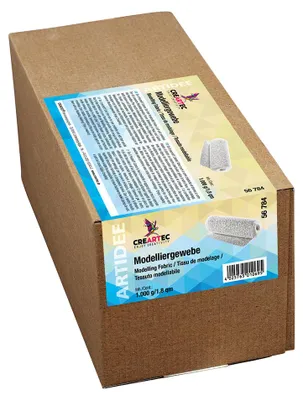 Produktbild von CREARTEC Gipsbinden Artex Modelliergewebe Weiß - zum Erschaffen von Maske, Babybauch Abdrücken und vielem - Inhalt 1kg (für ca. 1,8m²) - 56784