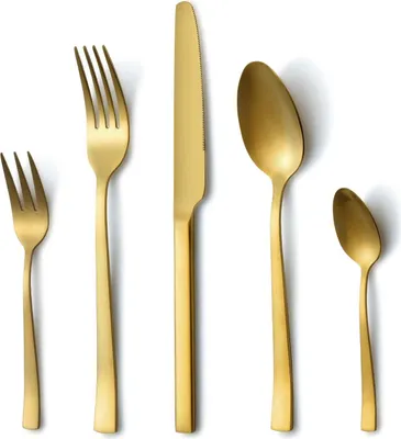Produktbild von Besteckset 30-teilig, für 6 Personen, Edelstahl, matt goldfarben, spülmaschinenfest, für Feiern
