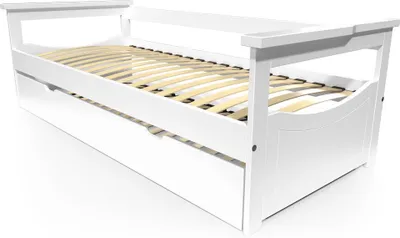 Image de Lit gigogne 90x190 Topaze en bois massif - Blanc