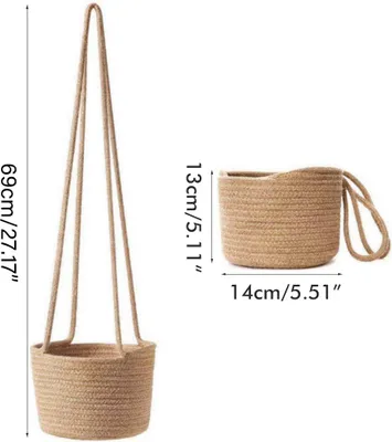 Zdjęcie produktu dla 2PCS Pleciony kosz na rośliny Wiszące doniczki Wieszak na rośliny Kosz na rośliny Dekoracja ścienna Doniczki na kwiaty