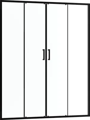 Image de Porte de douche Double Coulissant 160x200 cm - Verre transparent - Profilé Noir - CRUSH