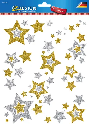 Produktbild von AVERY Zweckform ZDesign Weihnachts-Fensterbild Sterne silber