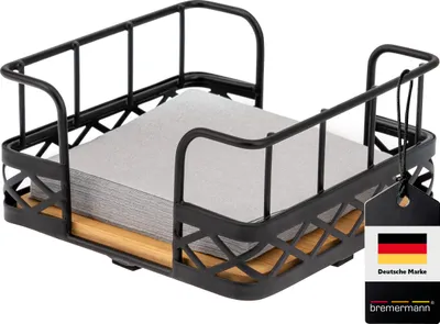 Produktbild von bremermann Serviettenhalter für 25x25 Servietten, aus Bambus mit Metallrand