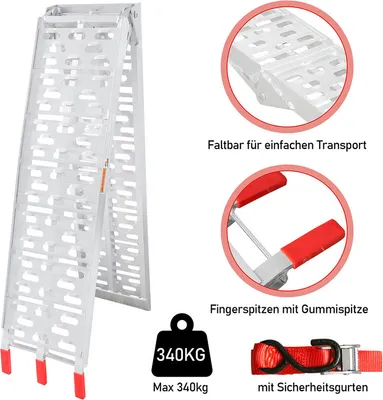 Image de Rampe d'accès Fiqops Rampe de chargement Rail de chargement voiture Rampe de chargement pour moto, remorque jusqu'à 340kg