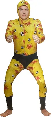 Obrázok produktu pre Karnevalový oblek Crashed Test Dummy 1-dielny + klobúk - veľkosť M: Jedinečný a zábavný maškarný oblek na karneval!