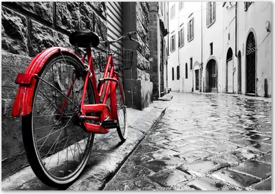 Produktbild von Tulup® Leinwandbild - 100x70 cm - Wandkunst - Drucke auf Leinwand - Leinwanddruck  - Fahrzeuge - Rot - Rotes Fahrrad