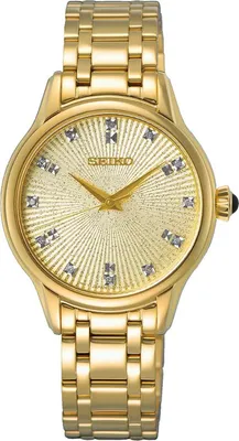 Seiko SRZ552P1 Damenuhr Goldfarben mit Diamanten 1