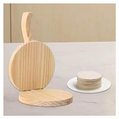 Produktbild von Tortillapresse aus Holz für Teigtaschen und Pizzateig
