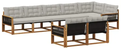 Produktbild von vidaXL Outdoor-Sofagarnitur mit Kissen 8 pcs Natürlich und Hellgrau