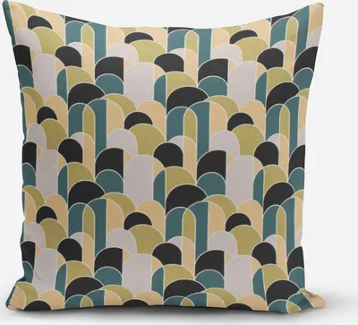 Produktbild von SCHÖNER LEBEN. Kissenhülle Retroformen Geometrie grün petrol schwarz Größe 80x80cm (HxB) 80x80cm (HxB) Größe
