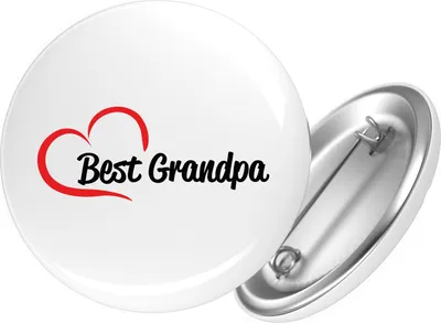 Produktbild von Huuraa Button Best Grandpa Heart 59mm rund mit Sicherheitsnadel Ansteckbutton Geschenkidee