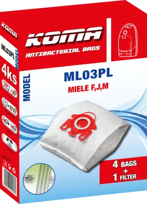 Produktbild von KOMA ML03PL - Set mit 20 Stück Staubsaugerbeuteln mit Kunststoffstaubsperre für Miele F,J,M Staubsauger