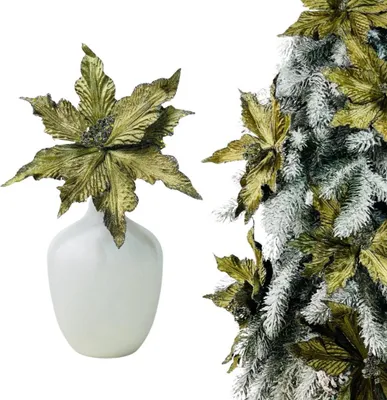 Produktbild von Weihnachtsstern dunkelgrün am Clip - Christbaumblüten 20 cm