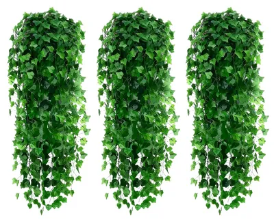 Image de 3 plantes suspendues artificielles, 105 cm, d'un réalisme saisissant, plantes artificielles, plantes en plastique, plantes suspendues artificielles pour le jardin, le balcon, les suspensions, les murs
