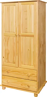 Produktbild von Möbilia Kleiderschrank | 2 Türen | 2 Schubladen | Kiefer-Holz massiv | B 82 x T 52 x H 177 cm | natur | 19020011 | Serie SCHRANK