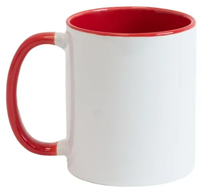Produktbild von Plottermarie Sublimationsrohlinge Sublimations-Tassen für personalisierte Geschenkideen – Sublimationsrohlinge, Fotogeschenke, Personalisierung & DIY Weiße Keramik-Tasse Two Tone zum Sublimieren Red 72er Set