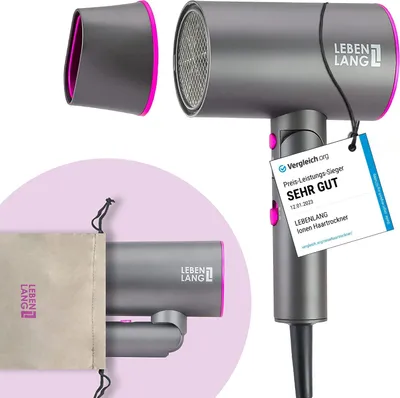 Produktbild von LEBENLANG Föhn Ionen 2100W - Anti-Spliss mit Kaltluft Modus | Reisefön klappbar klein | Ionen Haartrockner Hair Dryer Fön Klein Haarfön Haarföhn
