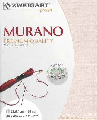 Obrázek produktu pro Látka MURANO Zweigart, tkaná rovnoměrně, předstřižená, 32 nití na palec, barva 4259, růžovo-bílý vzor, látka určená k vyšívání, rozměry 48 x 68 cm