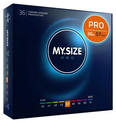 Immagine prodotto di MY.SIZE PRO Preservativi Elite taglia 4, 57 mm, 36 Pezzi, vestibilità perfetta e dimensioni adatte a tutti