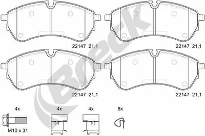 Produktbild von BRECK Bremsbeläge Satz Bremsklötze für VW Crafter Kastenwagen (SY, SX) 22147 00 703 00