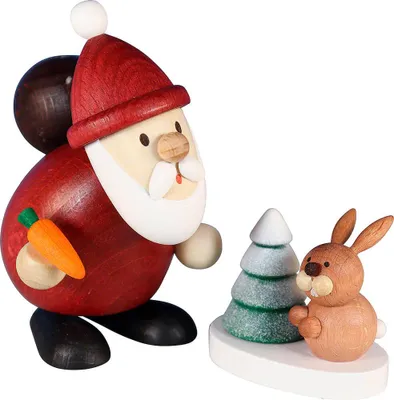 Immagine prodotto di Figura in legno di Babbo Natale con coniglio altezza 9 cm NUOVO