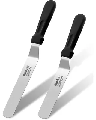 Produktbild von Glasurspatel Set 2 Stück abgewinkelt Edelstahl 15 cm 20 cm