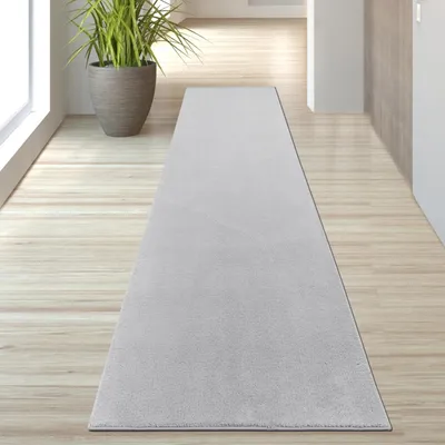 Immagine prodotto di Tappeto argento morbido decorativo di facile manutenzione con accento lucido Dimensioni - 80 x 300 cm
