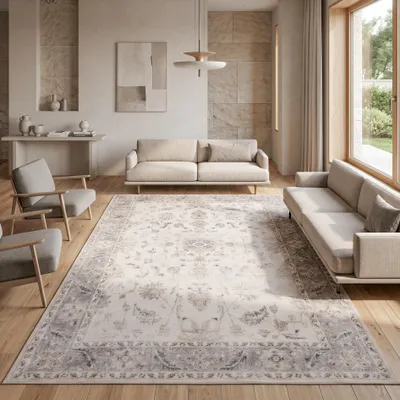 Image de Homebyhome Tapis lavable vintage tapis court salon salle à manger design oriental entretien facile Taille: 200x290 cm