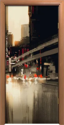 Produktbild von Türposter 90x200 cm Türaufkleber Türtapete Türfolie Klebefolie moderne Stadt Straße Autos