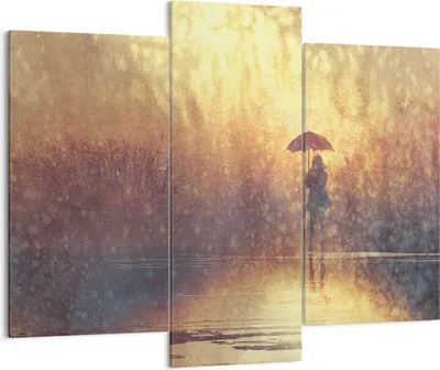 Produktbild von Bild auf Leinwand - Leinwandbild - Frau Regen - 130x100cm - Wand Bild - Wanddeko - Wandbilder - Leinwanddruck - Bilder - Kunstdruck - Wanddekoration - Leinwand bilder - Wandkunst - CB130x100-3755
