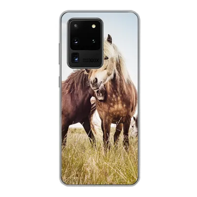 Produktbild von MuchoWow® Handyhülle Schutzhülle Hülle für Samsung Galaxy S20 Ultra Pferde - Gras - Frühling Silikon Softcase Handy Hülle - Karteninhaber