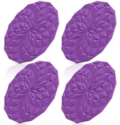 Immagine prodotto di Set di 4 sottobicchieri in silicone, supporti per pentole, diametro 18,8 cm, color viola scuro