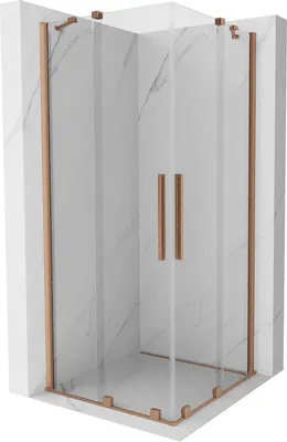 Produktbild von Mexen Velar Duo ausziehbare Duschabtrennung 80 x 80 cm, transparent, Kupfer gebürstet - 871-080-080-02-65