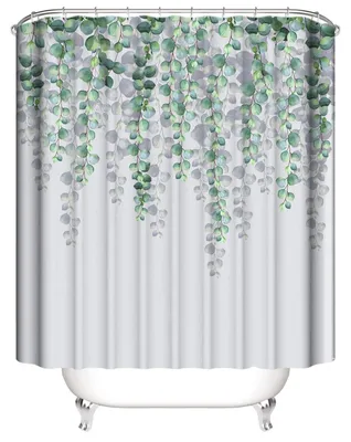 Obrázok produktu pre Omgoods – Sprchová záclona s motívom listov, proti plesniam, 90 x 180 cm