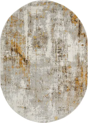 Produktbild von Kurzflorteppich 160 x 230 cm Grau-Gelb modern abstraktes Muster Eckig Oval Wohnzimmer Schlafzimmer