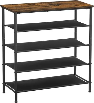 Obrázek produktu pro Botník se 4 policemi, industriální styl, hnědá/černá barva, rozměry 75 x 30 x 91 cm